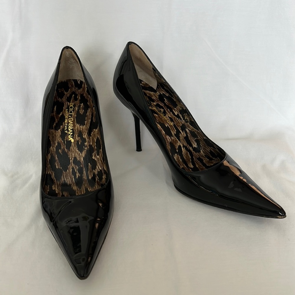 Dolce & Gabbana black patent leather stiletto heels size 7